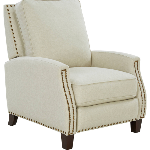 Melrose Manual Recliner in Linen Cream Fabric w/ Nailhead Trim